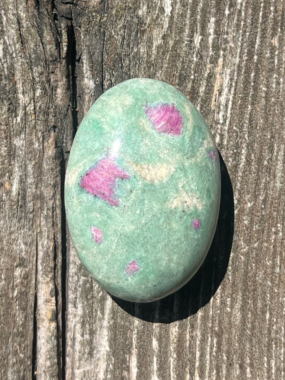 Polished Ruby In Fuchsite Palm